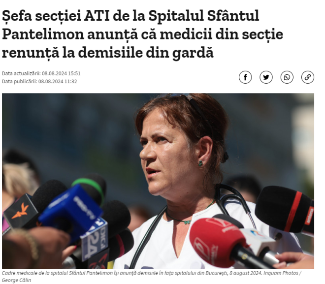 Medicii de la Sf. Pantelimon să-și dea demisia