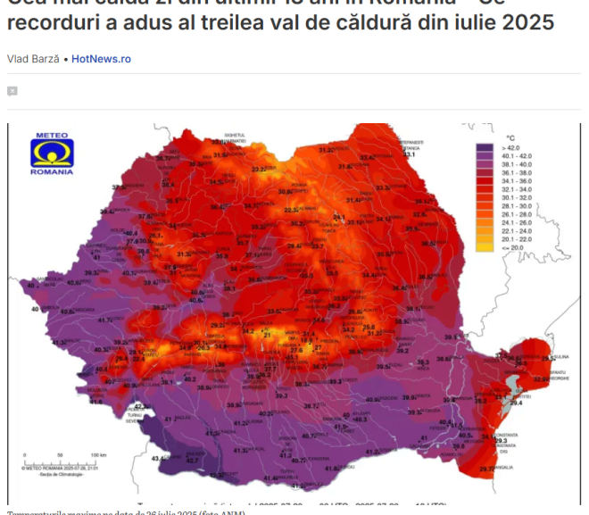 Cea mai caldă zi din înregistrările meteo nu bate cu ale mele